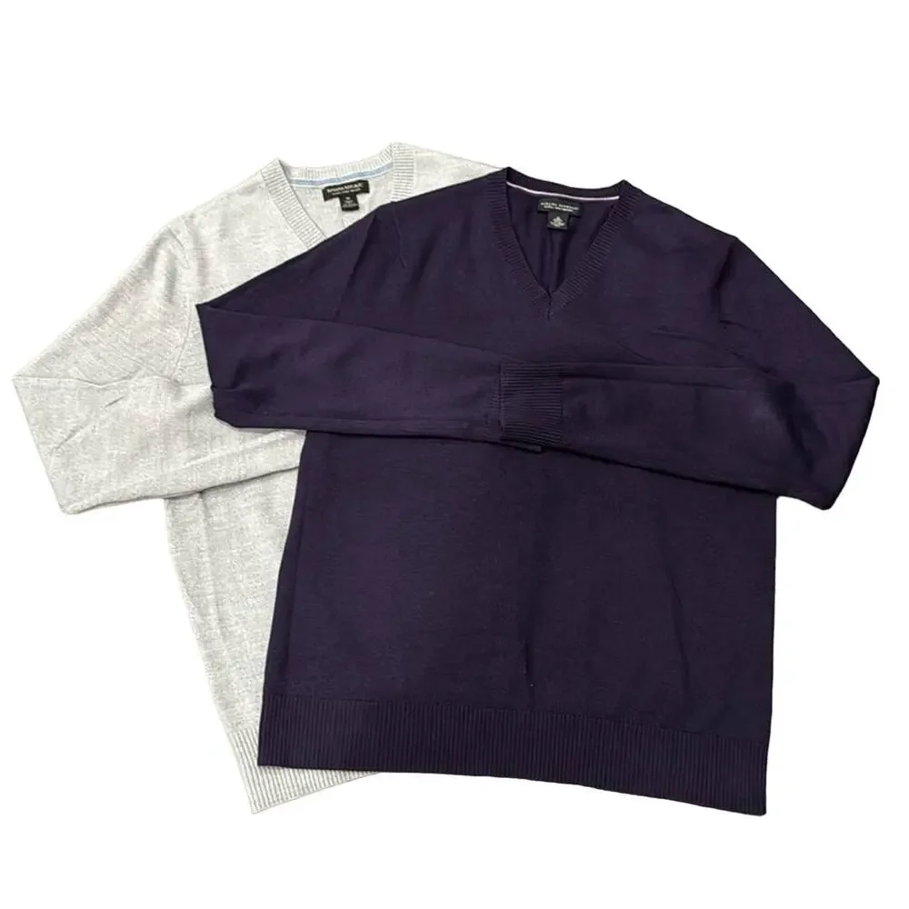 Bundle 2 Banana Republic Men's V-Neck Extra Fine Merino Wool Sweaters Size M
